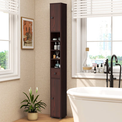 Slim Bathroom Cabinet With Drawer, Adjustable Shelves, Brown Floor Cabinets at Gallery Canada