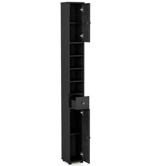 Slim Bathroom Cabinet With Drawer, Adjustable Shelves, Black Floor Cabinets Black at Gallery Canada