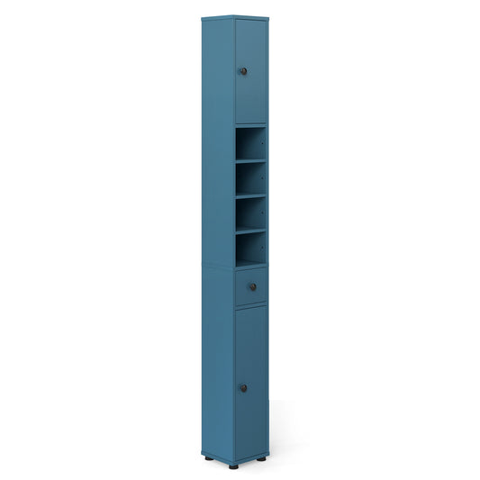 Slim Bathroom Cabinet With Drawer, Adjustable Shelves, Blue Floor Cabinets Blue at Gallery Canada