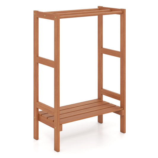 Freestanding Towel Rack, 3 Hanging Bars, Bottom Shelf Towel Racks Natural at Gallery Canada