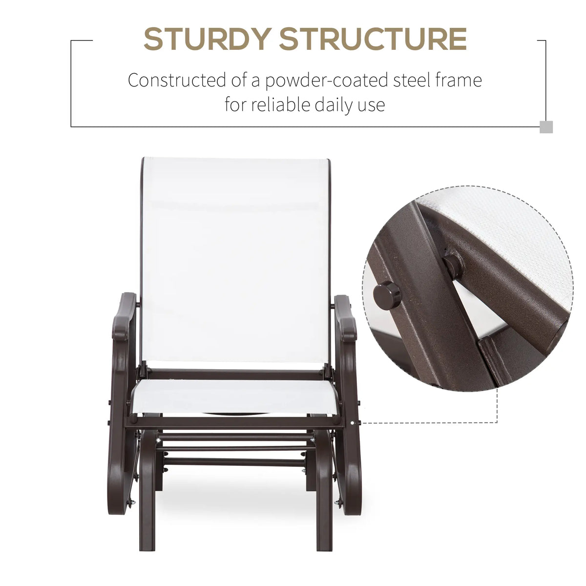 Outdoor Glider Chair, Steel Frame, Mesh Fabric, Cream White Outdoor Gliders at Gallery Canada