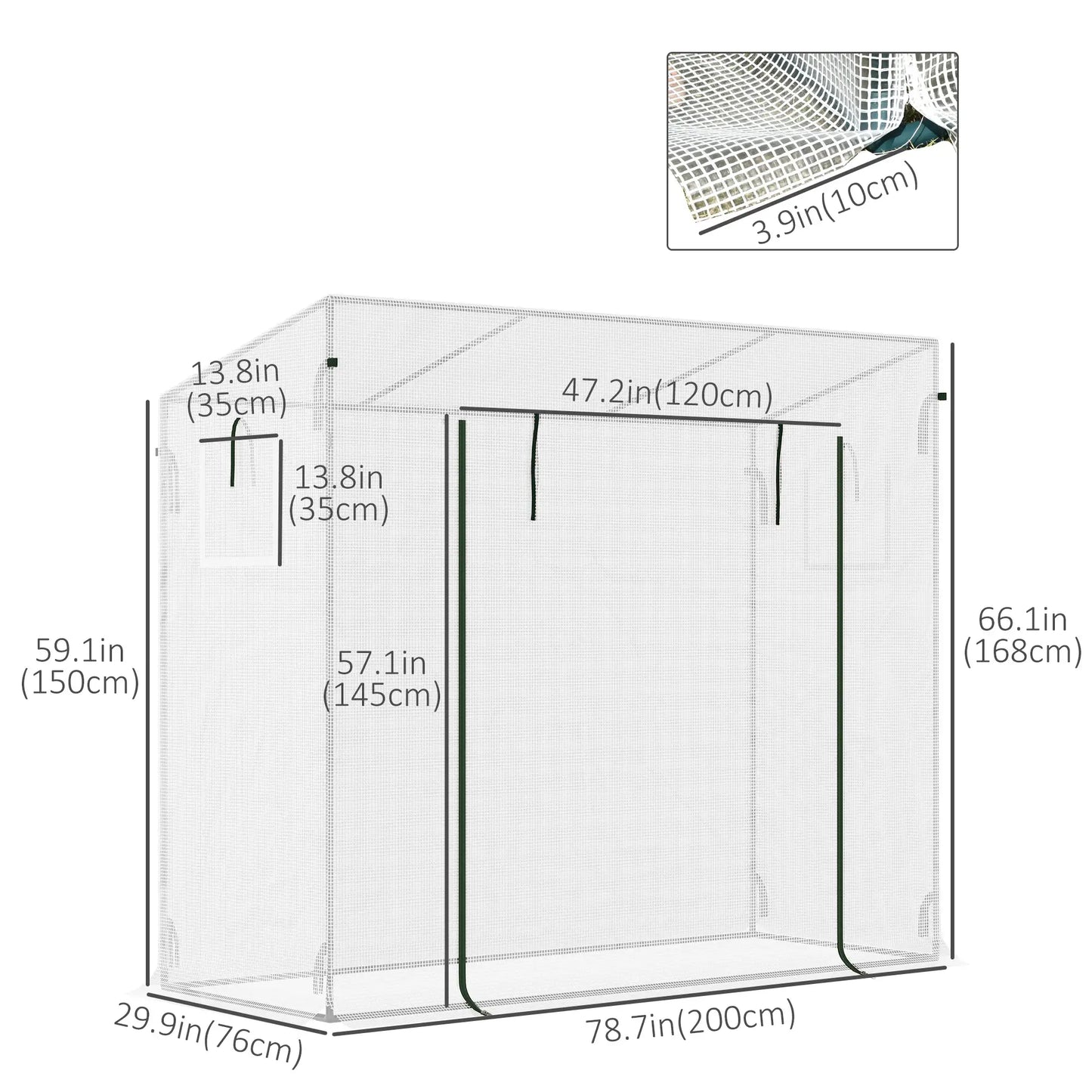 6.6' x 2.5' x 5.5' Walk-In Greenhouse, Steel Frame, White Walk In Greenhouses at Gallery Canada