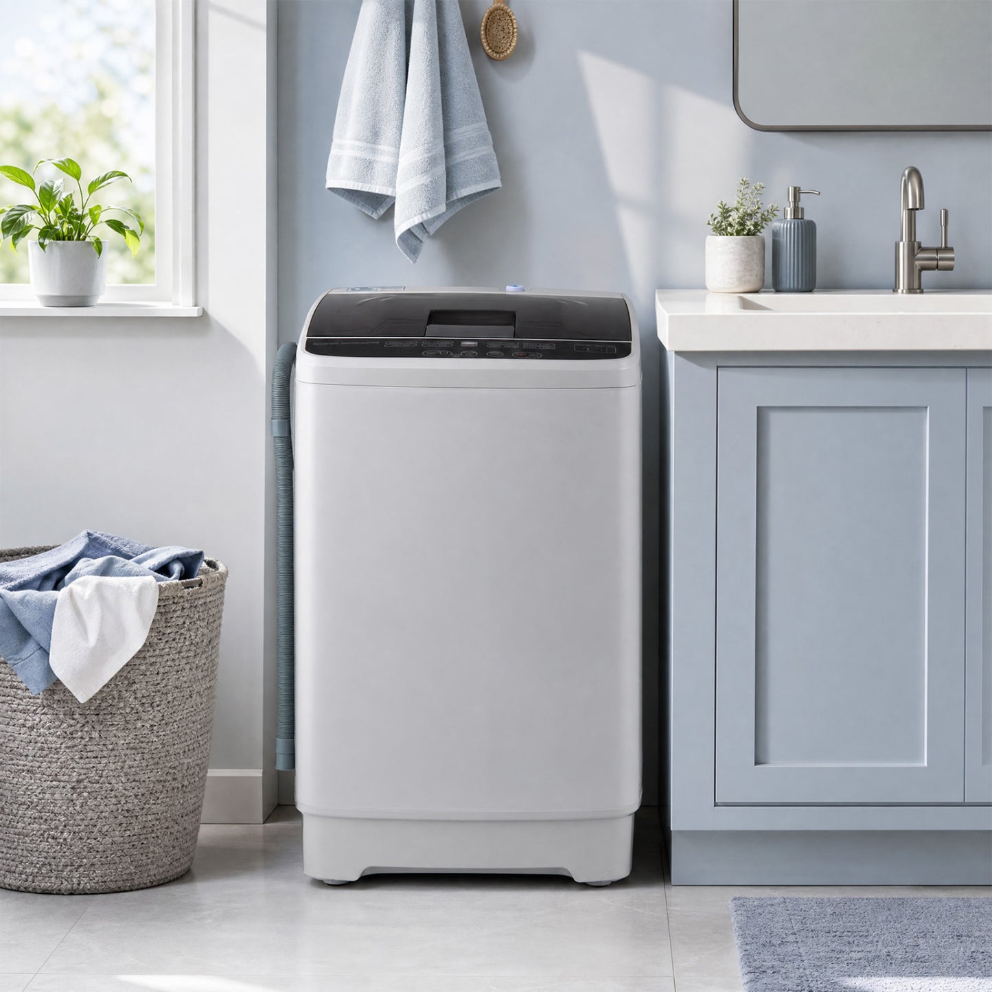 Full Automatic Washing Machine, 6 Water Levels, Gray
