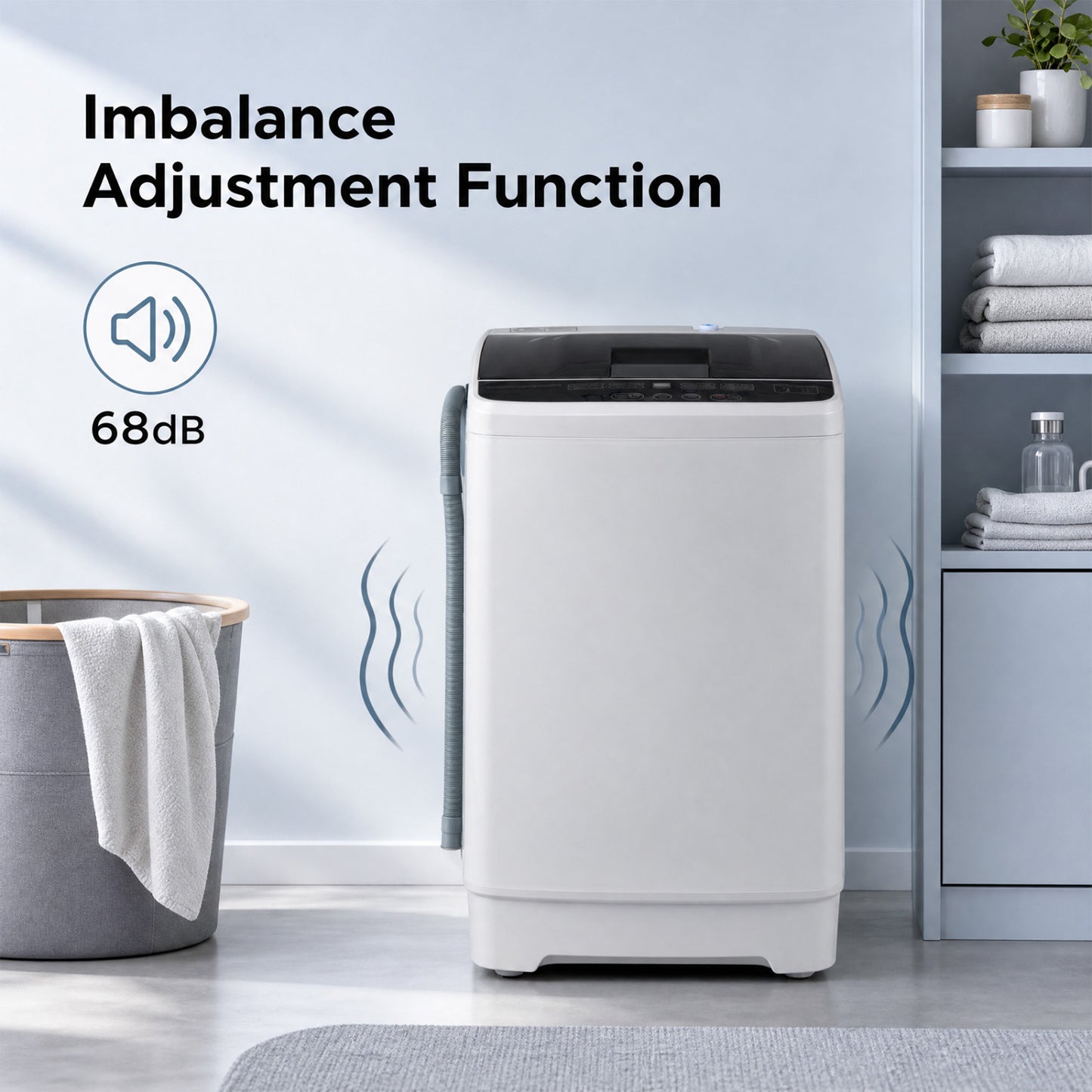 Full Automatic Washing Machine, 6 Water Levels, Gray