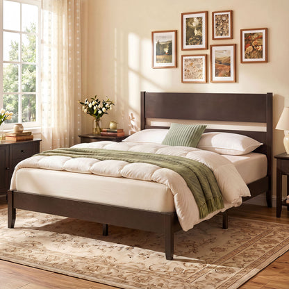 Full Bed Frame, Solid Wood Legs, 12 Slats, Dark Walnut Beds & Bed Frames at Gallery Canada