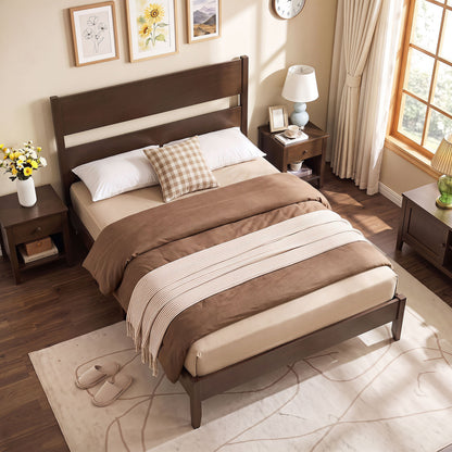 Full Bed Frame, Solid Wood Legs, 12 Slats, Dark Walnut Beds & Bed Frames at Gallery Canada