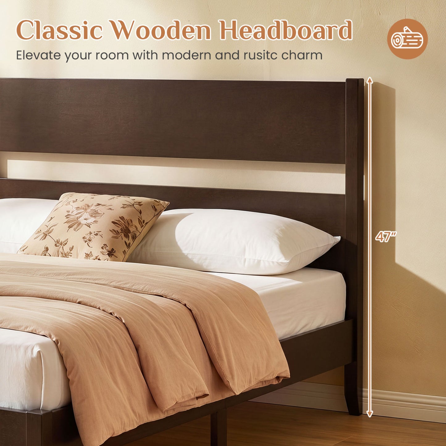 Full Bed Frame, Solid Wood Legs, 12 Slats, Dark Walnut Beds & Bed Frames at Gallery Canada