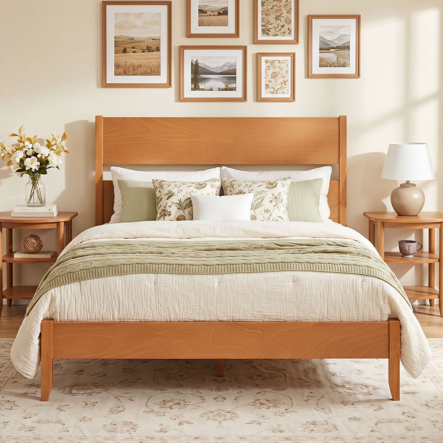 Full Bed Frame With Headboard, Solid Wood Legs, Warm Brown Beds & Bed Frames at Gallery Canada