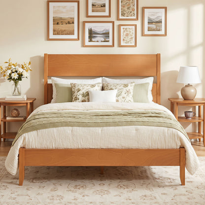 Full Bed Frame With Headboard, Solid Wood Legs, Warm Brown Beds & Bed Frames at Gallery Canada