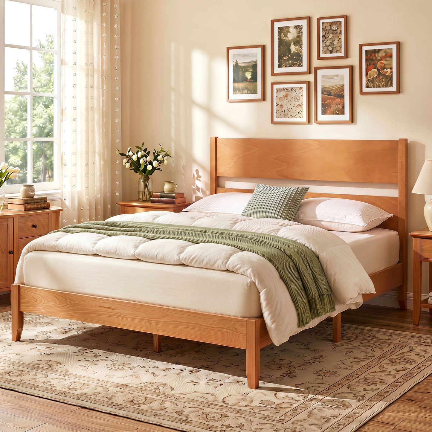 Full Bed Frame With Headboard, Solid Wood Legs, Warm Brown Beds & Bed Frames at Gallery Canada