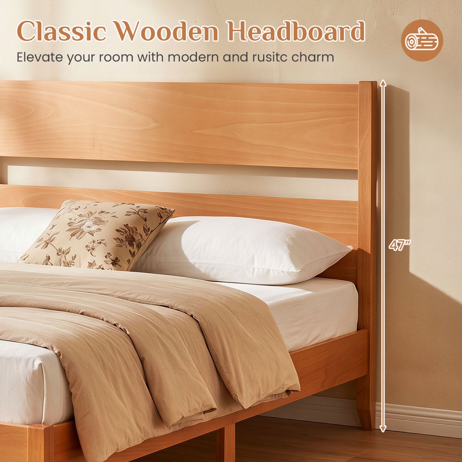 Full Bed Frame With Headboard, Solid Wood Legs, Warm Brown Beds & Bed Frames at Gallery Canada