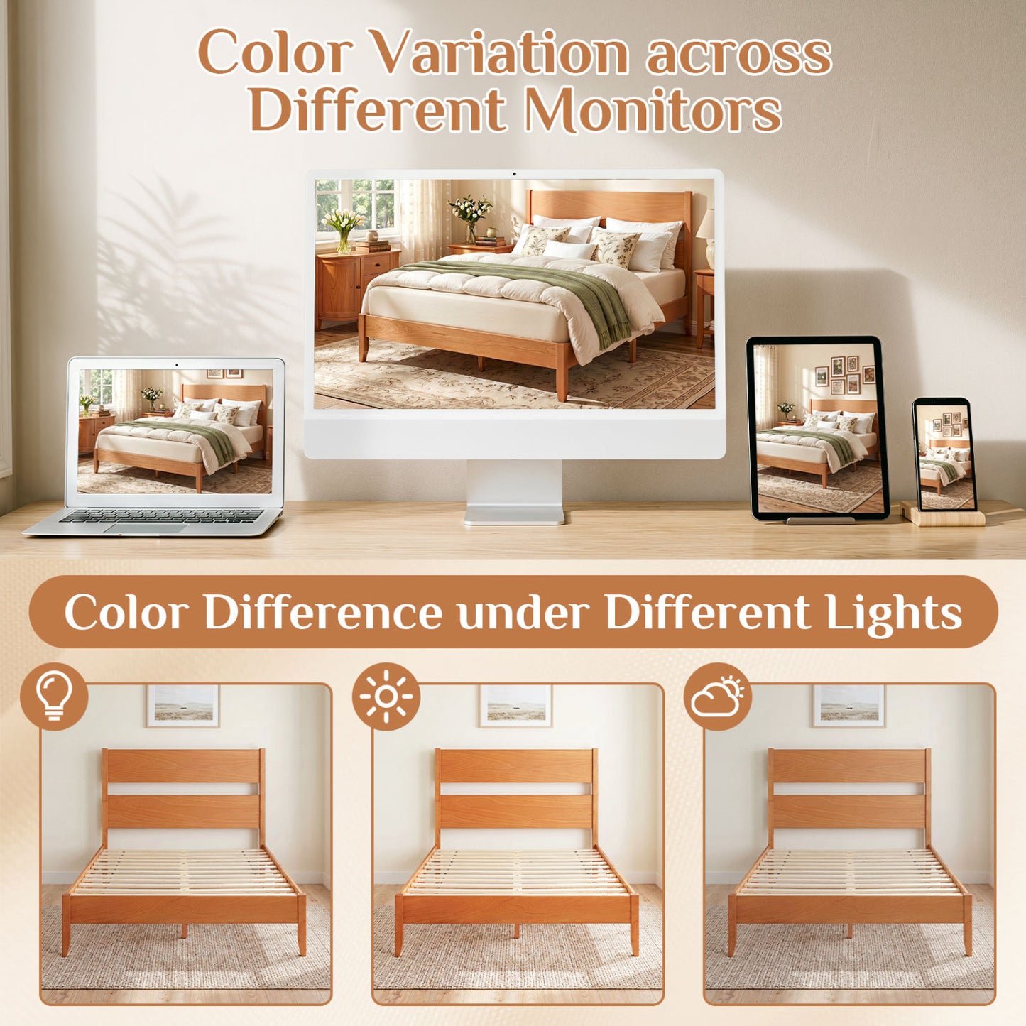 Full Bed Frame With Headboard, Solid Wood Legs, Warm Brown Beds & Bed Frames at Gallery Canada