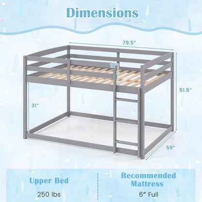 Full Over Full Bunk Bed, Integrated Ladder, Guardrails, Grey Bunk Bed Frame at Gallery Canada