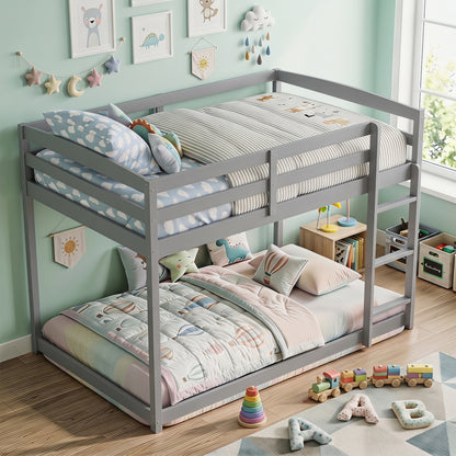 Full Over Full Bunk Bed, Integrated Ladder, Guardrails, Grey Bunk Bed Frame at Gallery Canada