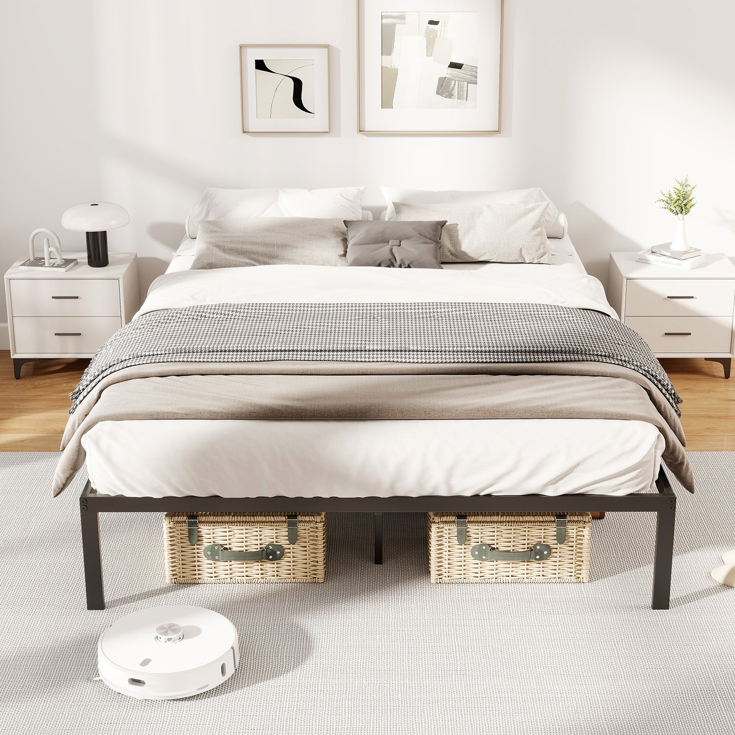 Full Size Metal Bed Frame, Heavy Duty Support Slats, Black Simple Bed Frame at Gallery Canada