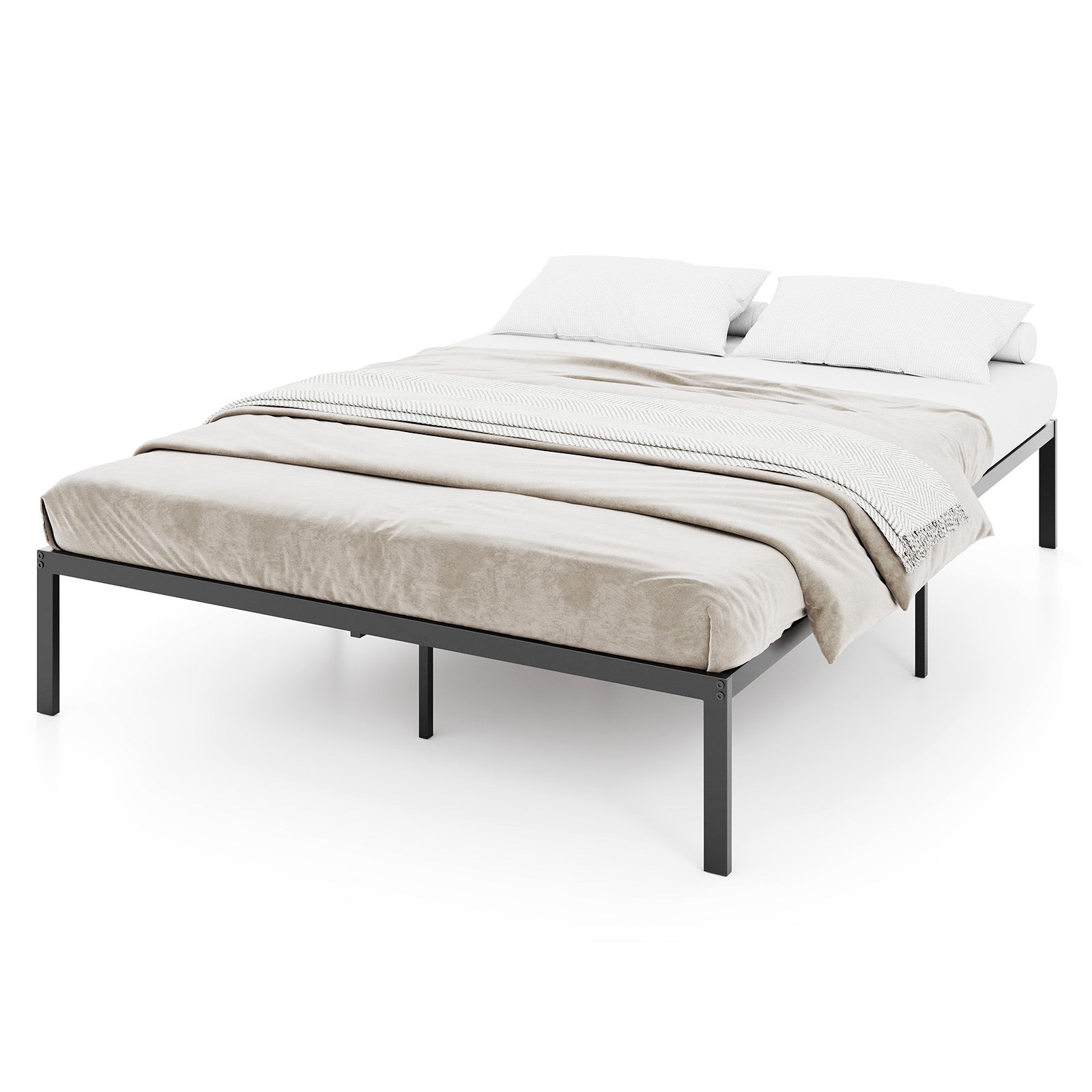 Full Size Metal Bed Frame, Heavy Duty Support Slats, Black Simple Bed Frame at Gallery Canada