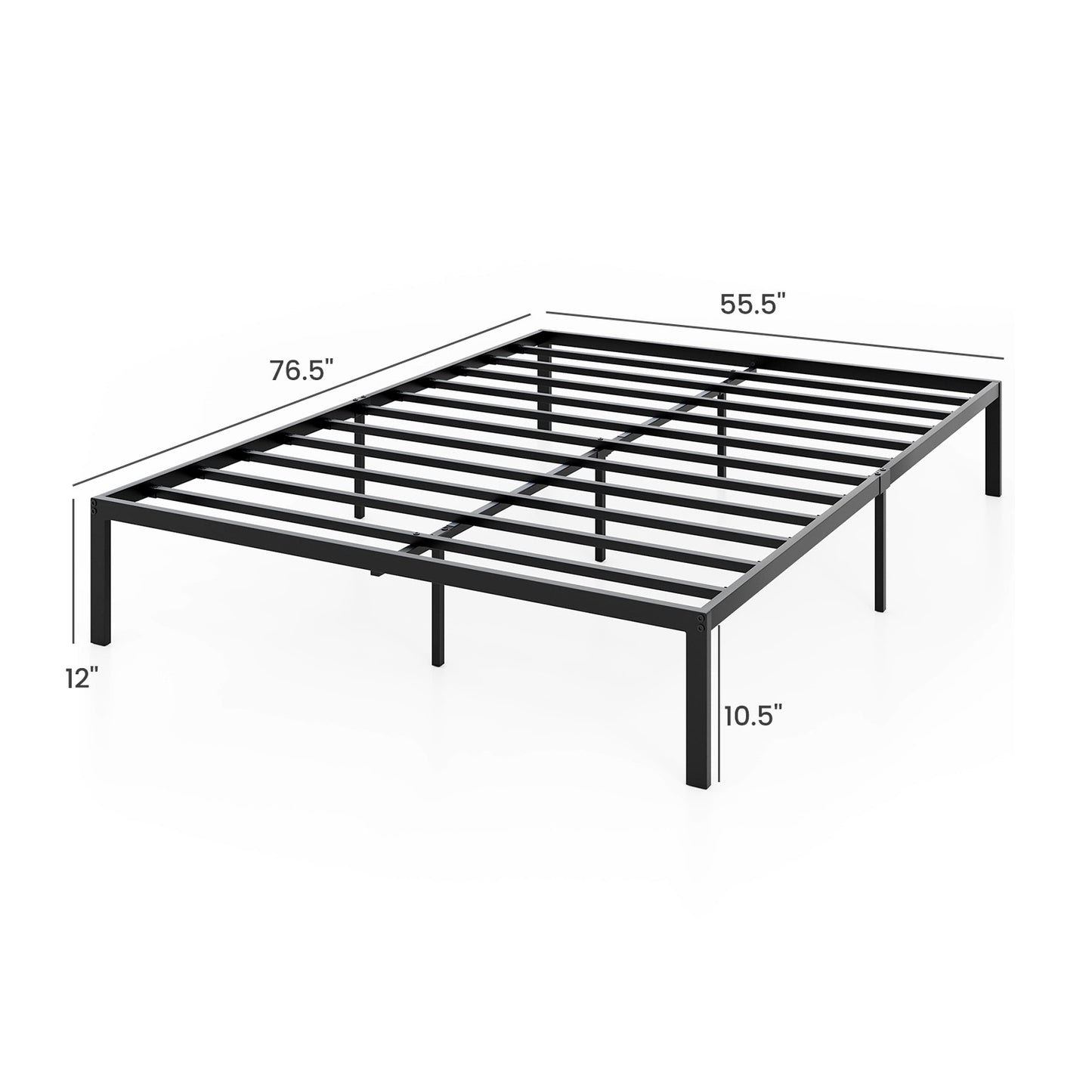 Full Size Metal Bed Frame, Heavy Duty Support Slats, Black Simple Bed Frame at Gallery Canada