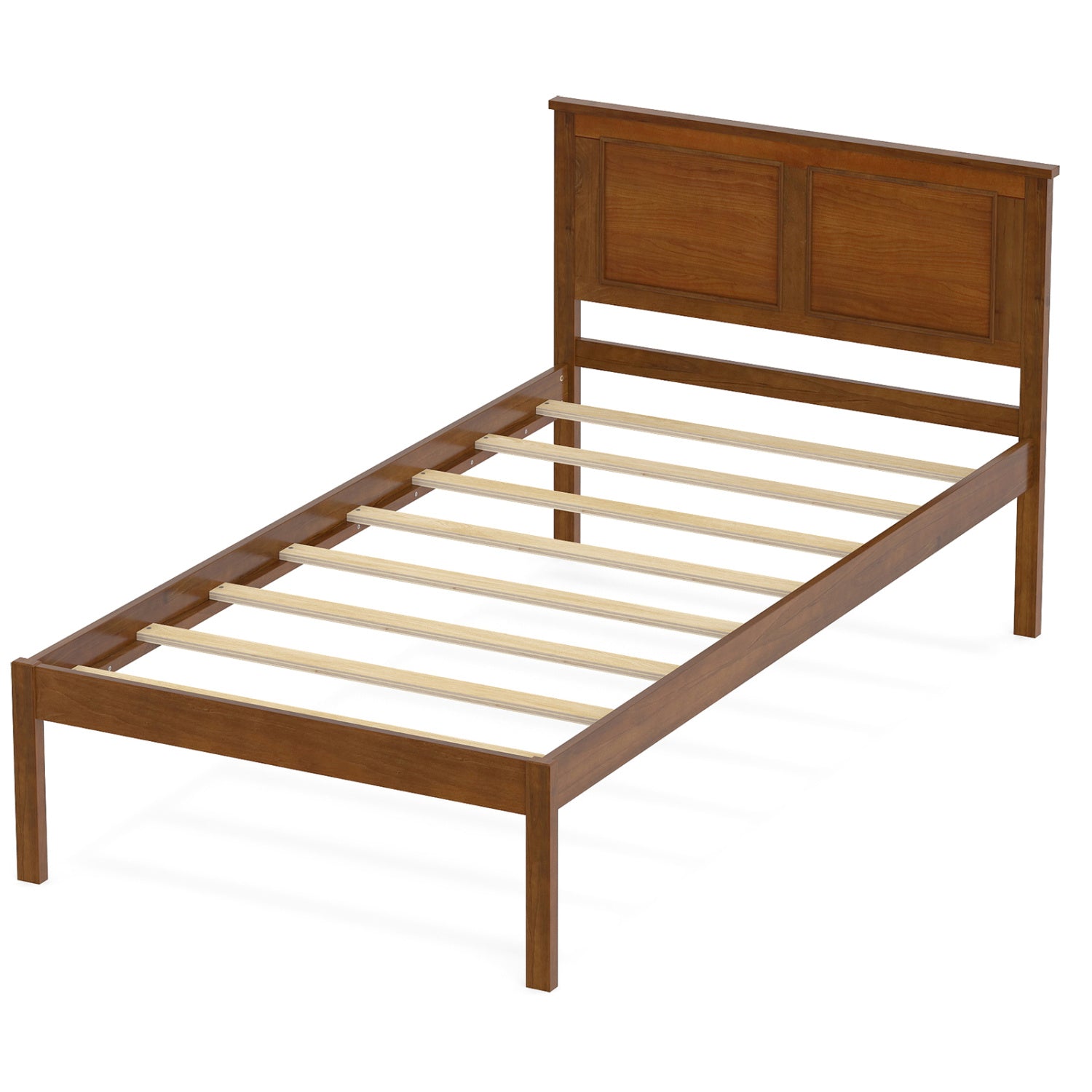 Twin Size Farmhouse Platform Bed with Headboard Simple Bed Frame at Gallery Canada