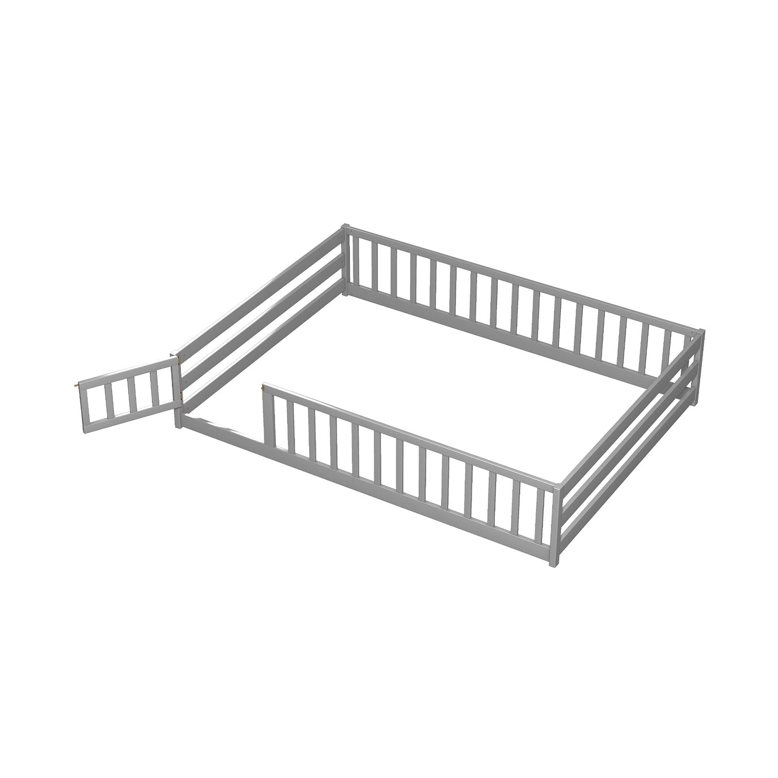 Full Size Floor Bed, Full Length Safety Guardrails, Gray Toddler Beds Gray at Gallery Canada