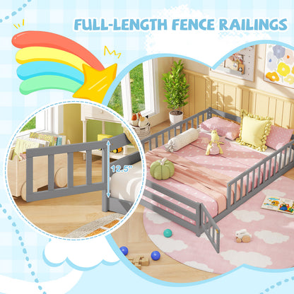 Full Size Floor Bed, Full Length Safety Guardrails, Gray Toddler Beds at Gallery Canada