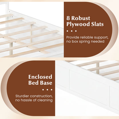 Full Size Wooden Platform Bed With Storage Drawers, White Simple Bed Frame at Gallery Canada
