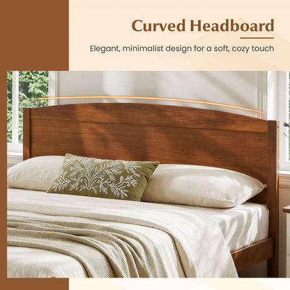 Full Size Wooden Platform Bed Frame, Curved Headboard, Walnut Beds & Bed Frames at Gallery Canada