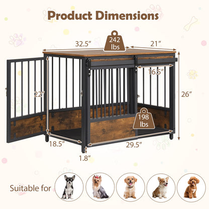 Furniture Dog Crate, 2 Doors, Safety Latch, Dog Mat, Rustic Brown Dog Kennels at Gallery Canada