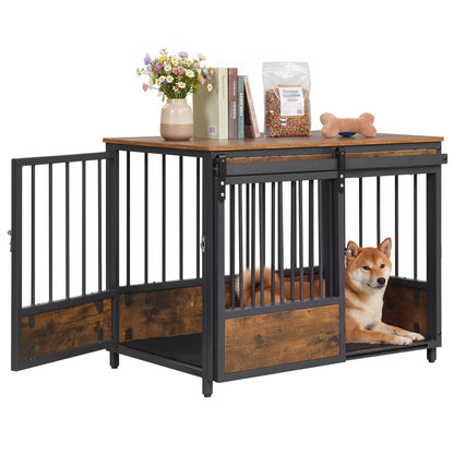 Furniture Dog Crate, 2 Doors, Safety Latch, Dog Mat, Rustic Brown Dog Kennels at Gallery Canada