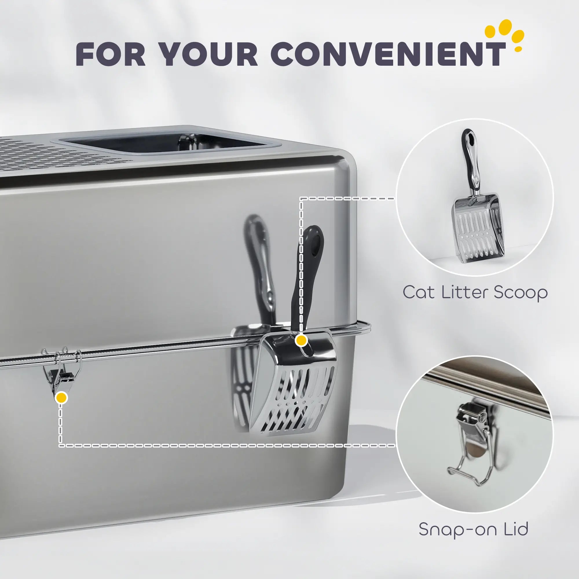 Stainless Steel Cat Litter Box, Extra Large Enclosed With Lid, Silver Cat Litter Box Enclosures at Gallery Canada