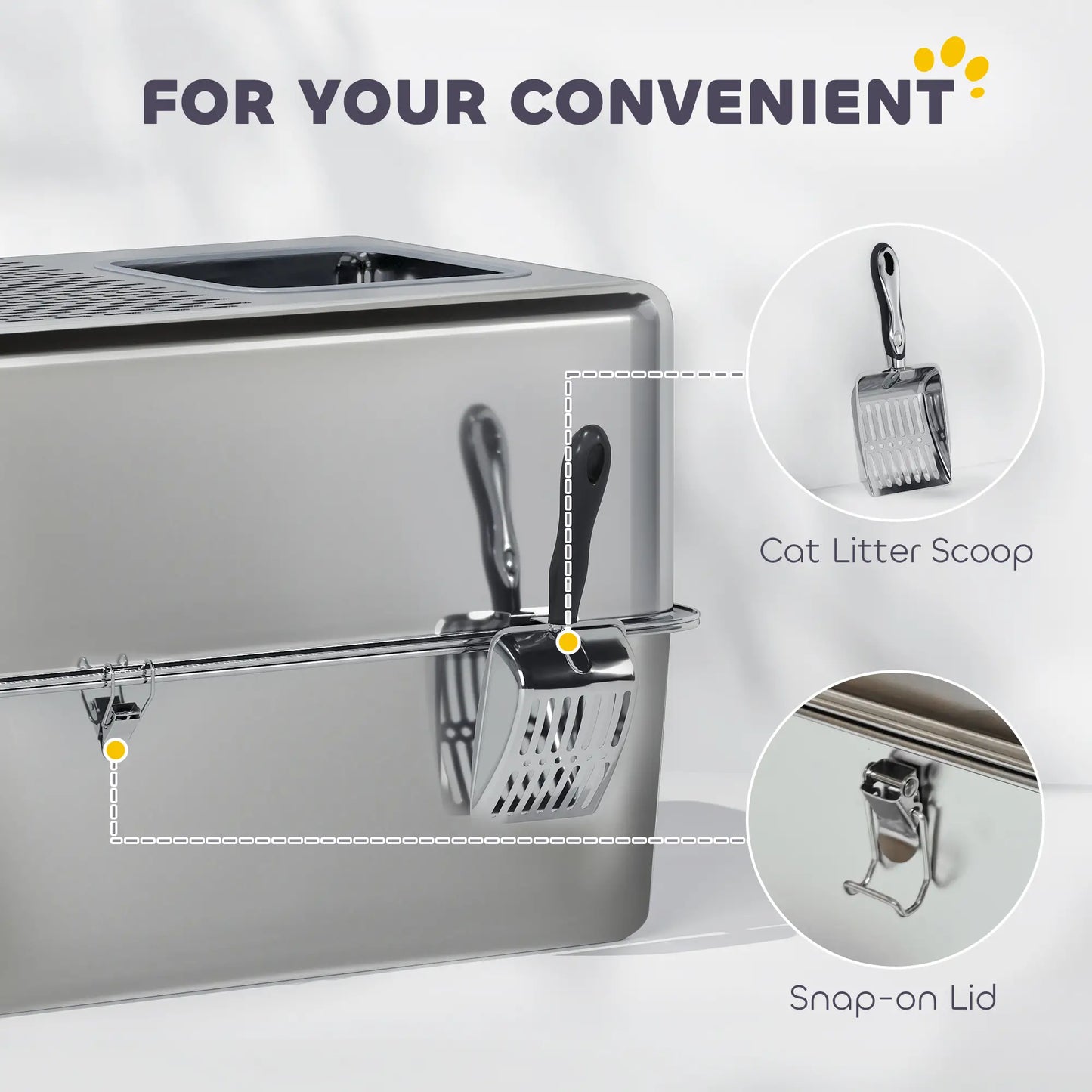 Stainless Steel Cat Litter Box, Extra Large Enclosed With Lid, Silver Cat Litter Box Enclosures at Gallery Canada
