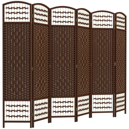 6 Panel Folding Room Divider, Portable Privacy Screen, Brown Room Dividers at Gallery Canada