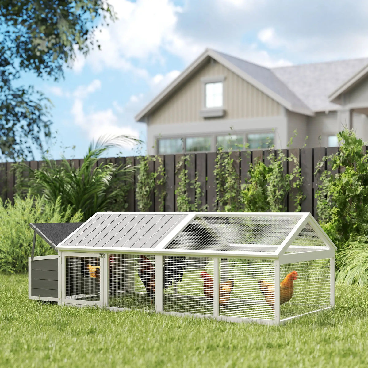 95"L Chicken Coop With Nesting Box, Wooden Roof, Side Door, For 4-8 Chickens Chicken Coops at Gallery Canada