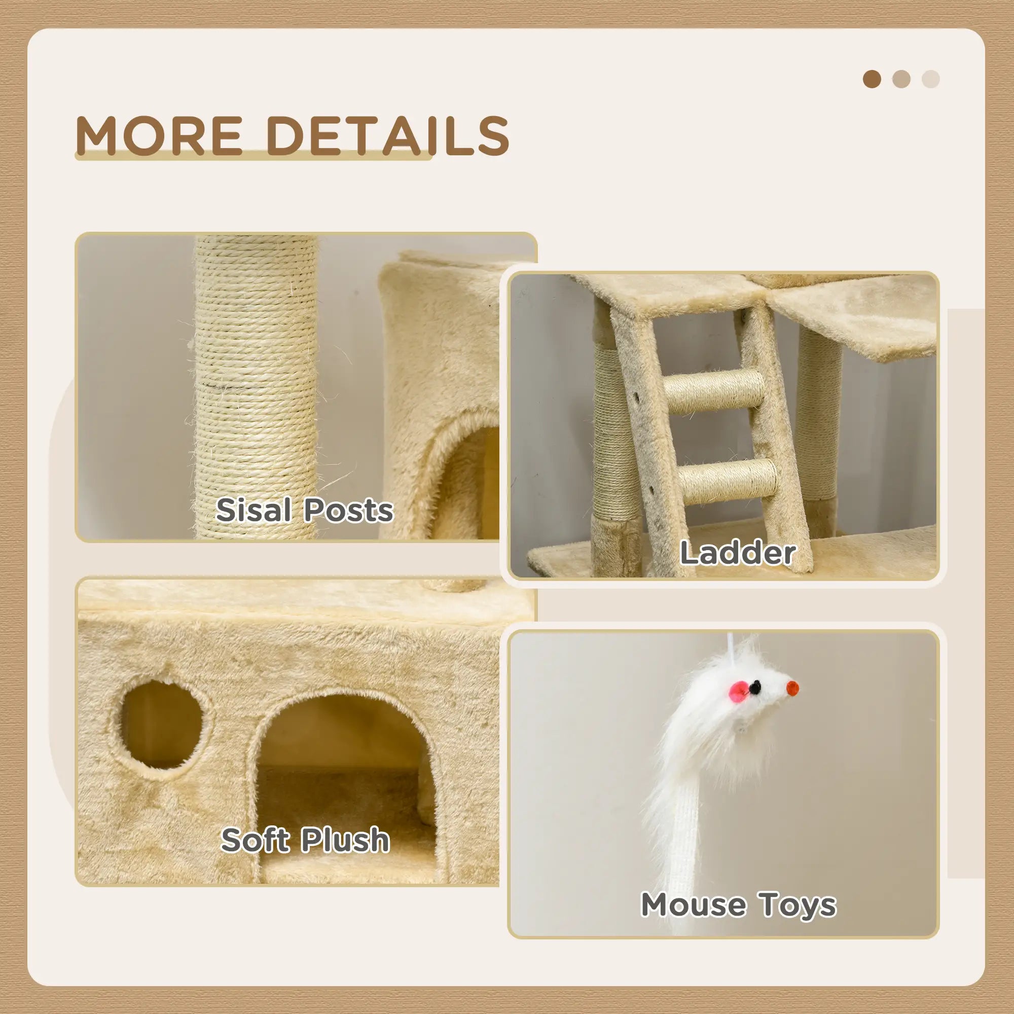71-Inch Multi Level Cat Scratching Tree, Kitty Condo with Toys, Beige Cat Towers at Gallery Canada