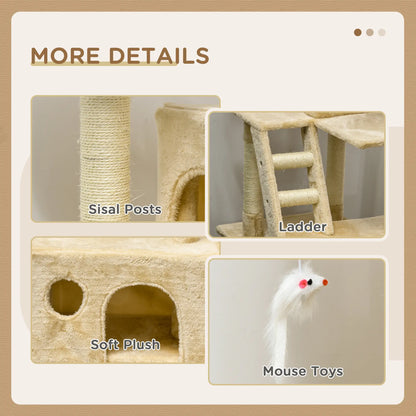 71-Inch Multi Level Cat Scratching Tree, Kitty Condo with Toys, Beige Cat Towers at Gallery Canada