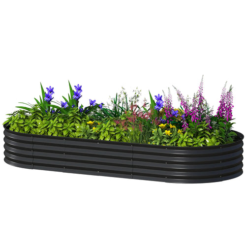 Large Outdoor Planter Box, 7' x 3' x 1', Galvanized Raised Garden Bed, Black