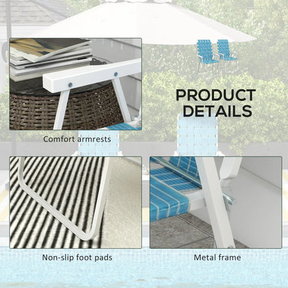 Set of 2 Folding Patio Chairs, Portable, Armrests, Camping, Garden, Blue Patio Chairs at Gallery Canada