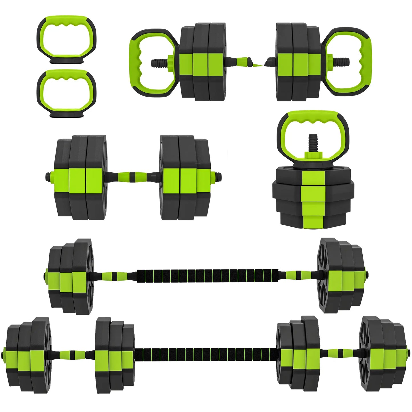 4-in-1 Adjustable Dumbbell Set, 66lbs, Green Dumbbells & Barbells at Gallery Canada