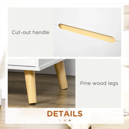 Nightstand, 2 Drawers, Pine Wood Legs, Bedside Table, White Bedside Tables at Gallery Canada