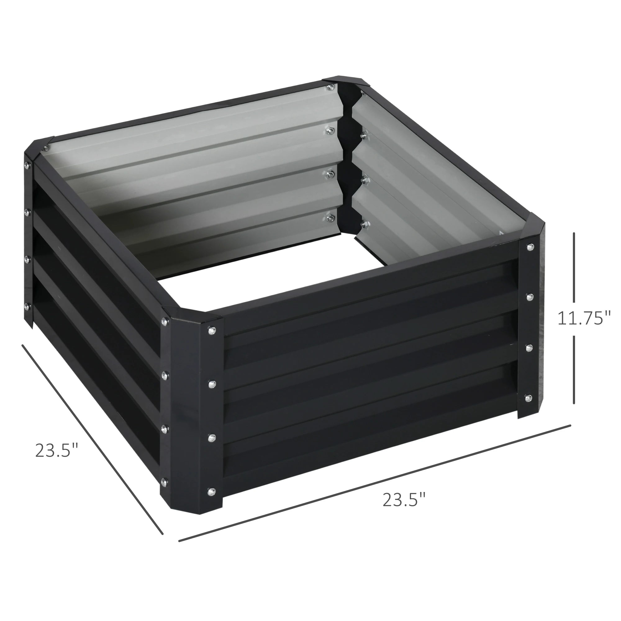 2' x 2' x 1' Raised Garden Bed, 2-Pieces, Color Steel Frame, Grey Galvanized Planter Boxes at Gallery Canada