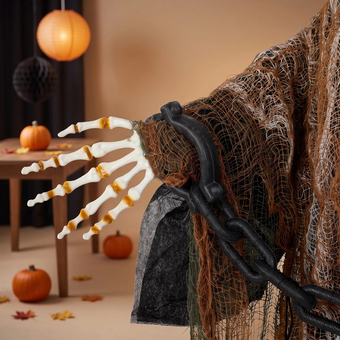 5.6 Ft Animated Grim Reaper Halloween Animatronic, Moves & Glows