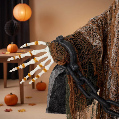 5.6 Ft Animated Grim Reaper Halloween Animatronic, Moves & Glows