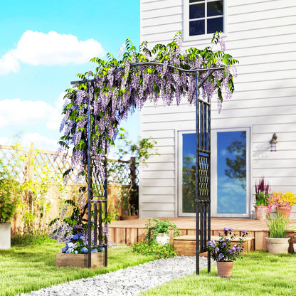 Garden Arch Trellis Arbor With Extended Top, 66.9" x 15.7" x 90.6", Black Garden Arches at Gallery Canada