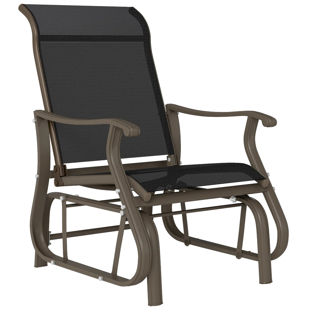Outdoor Glider Chair, Steel Frame Mesh Fabric, Black Outdoor Gliders at Gallery Canada