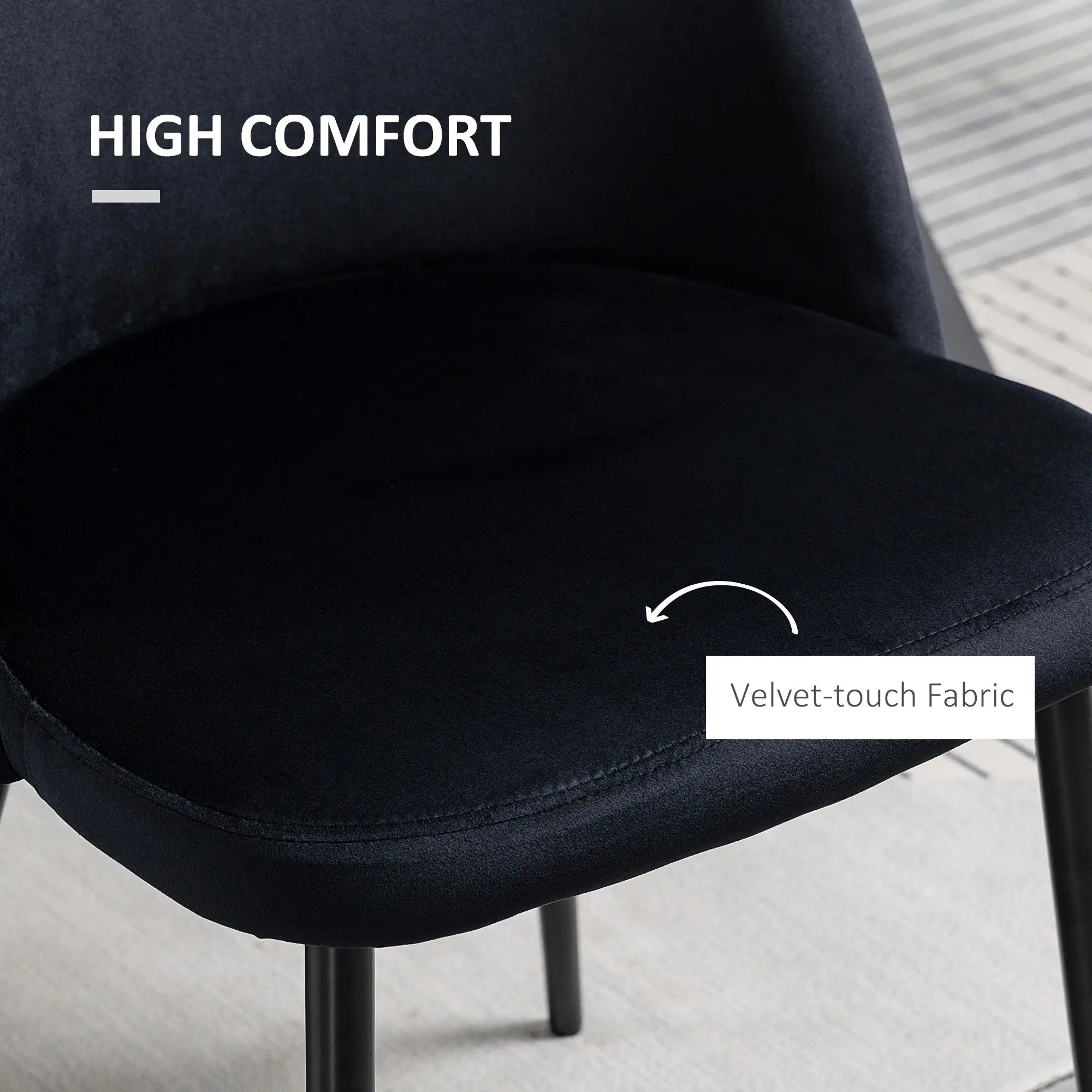 Set of 2 Mid-Back Dining Chairs, Velvet Upholstery, Black Bar Stools at Gallery Canada