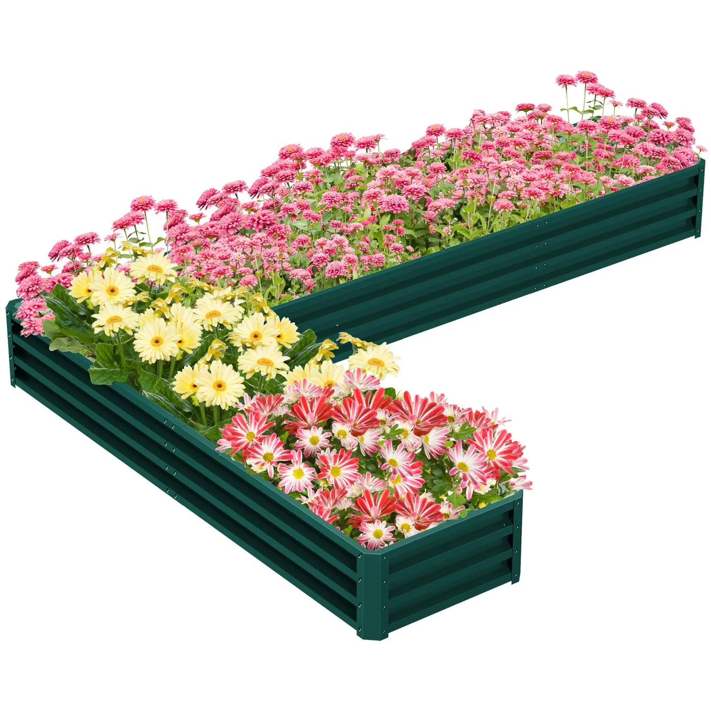 Galvanized Raised Garden Bed, Steel Planter Box, 82" x 109" x 12", Green Galvanized Planter Boxes Green at Gallery Canada