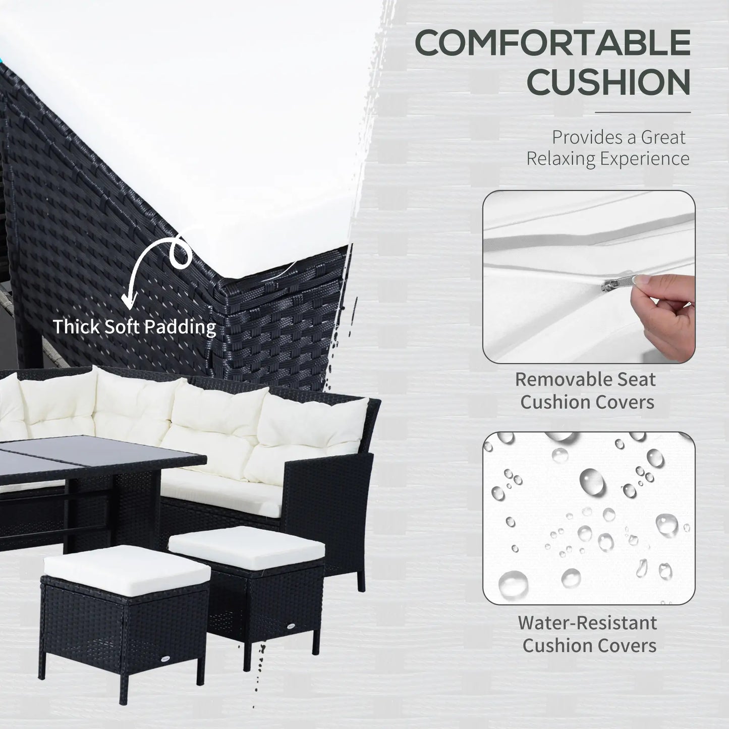 6pcs Outdoor Rattan Sofa Set, Garden Wicker Sectional, White Patio Furniture Sets at Gallery Canada