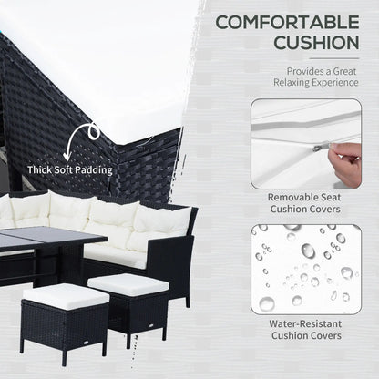 6pcs Outdoor Rattan Sofa Set, Garden Wicker Sectional, White Patio Furniture Sets at Gallery Canada