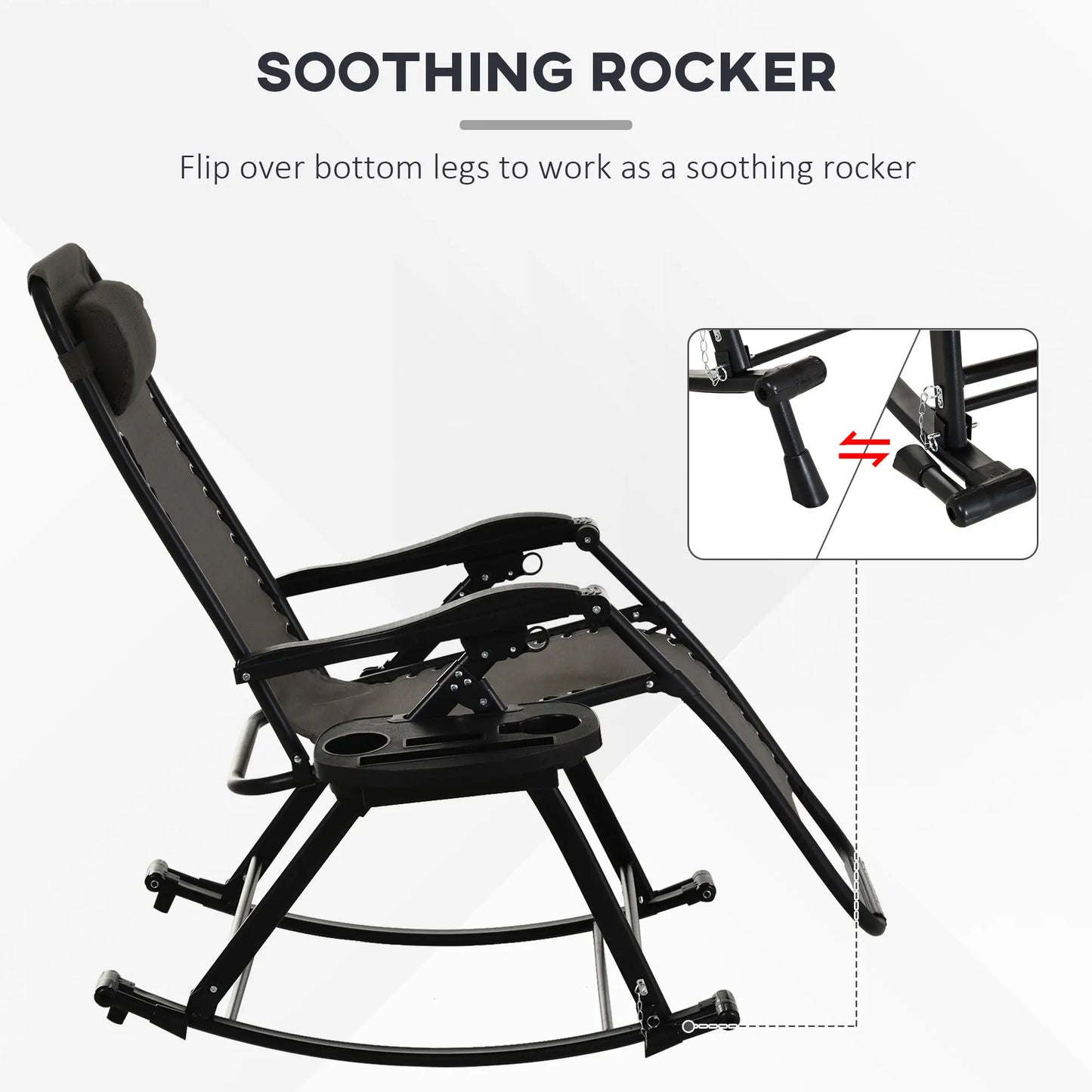 Adjustable Zero Gravity Recliner, Foldable Sun Lounger, Grey Outdoor Rocking Chairs at Gallery Canada