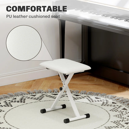 Adjustable Piano Bench, X-Style Folding Piano Stool with Padded Seat, Non-Slip Rubber Feet, Keyboard Chair, White Piano Benches at Gallery Canada
