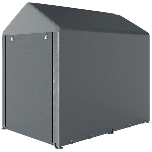 Bike Storage Shed, Motorcycle Shelter, Galvanized Steel, 4x6 Ft, Green Sheds Dark Grey at Gallery Canada